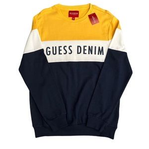 graphic guess denim crewneck